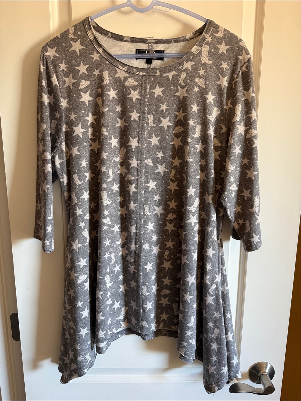 L&B Gray Western Casual Top